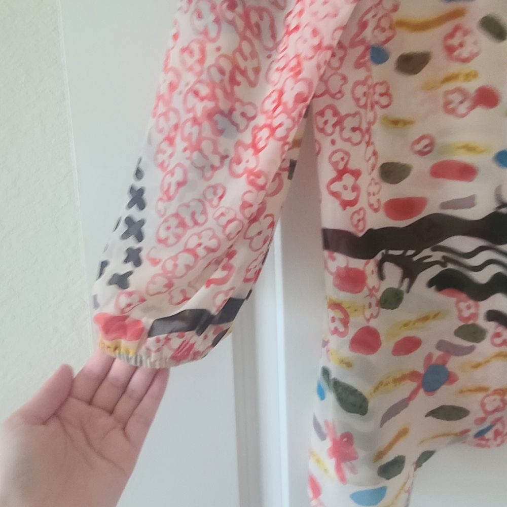 Source Unknown Pink & Multicolor Abstract Print Button-Down Top - Picture 3 of 6